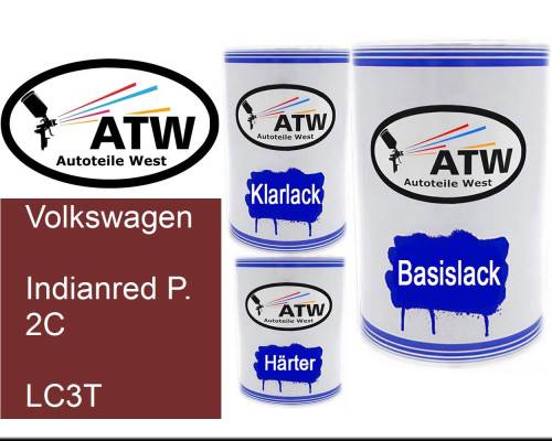 Volkswagen, Indianred P. 2C, LC3T: 500ml Lackdose + 500ml Klarlack + 250ml Härter - Set, von ATW Autoteile West.